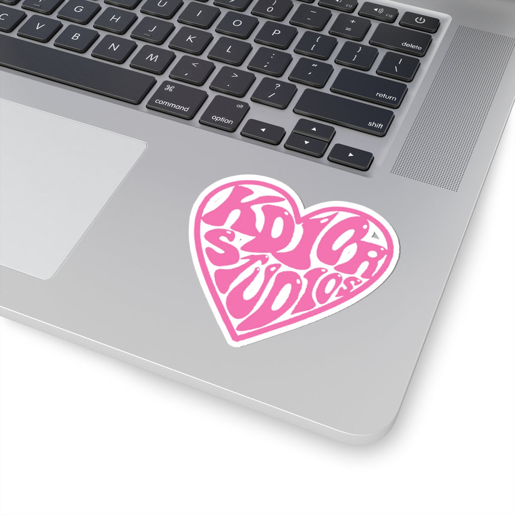 Heart Logo Sticker — Pink Retro 'KOTOR STUDIOS' Kiss-Cut Vinyl Sticker