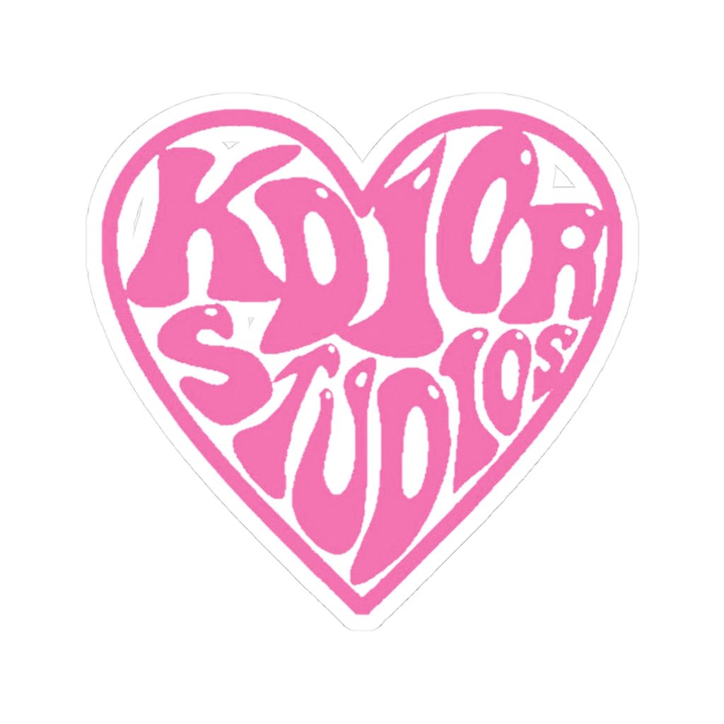 Heart Logo Sticker — Pink Retro 'KOTOR STUDIOS' Kiss-Cut Vinyl Sticker
